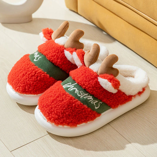 🎄 Christmas Elk Slippers – Soft & Cozy Slip-On House Shoes
