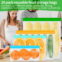 VEHHE 20 Pack Reusable Food Storage Bags (Gallon Reusable Freezer Bags + Sandwic - Ghemy.co.uk