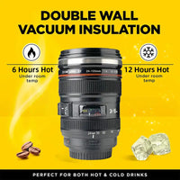 Creative Stainless Steel Camera Lens Self-Stirring Cup - Ghemy.co.uk