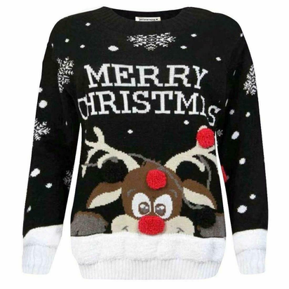 Girls Boys Xmas Jumper Reindeer Rudolph Knitted Christmas Jumper Kids Sweater
