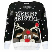 Girls Boys Xmas Jumper Reindeer Rudolph Knitted Christmas Jumper Kids Sweater