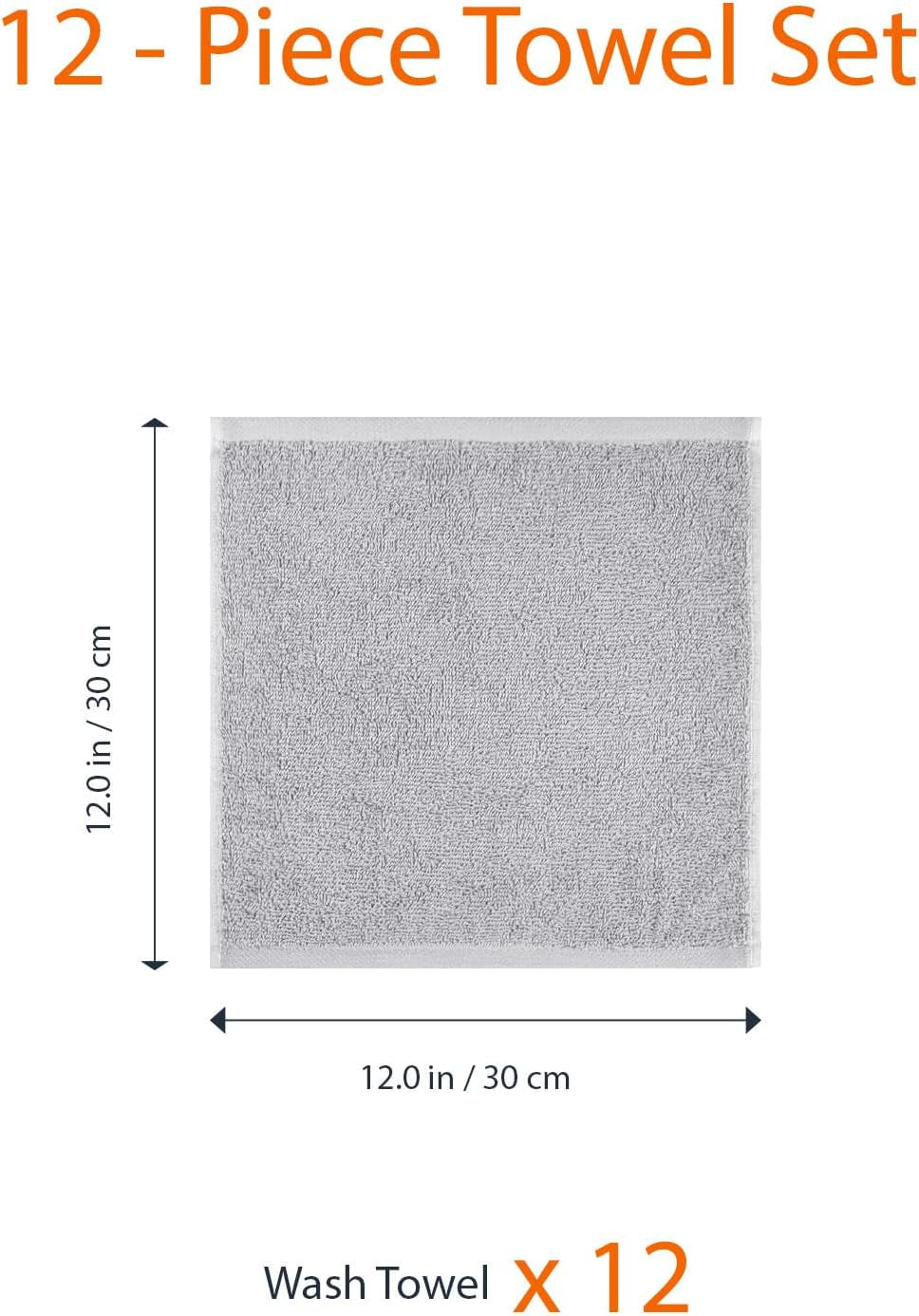 Face Towels for Bathroom, 100% Cotton Extra Absorbent Washcloth, Fast Drying - Salon Towel - 12-Pack, Grey (30 X 30 Cm) - Ghemy.co.uk