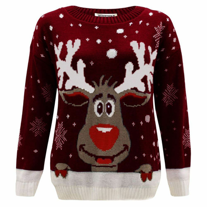 Girls Boys Xmas Jumper Reindeer Rudolph Knitted Christmas Jumper Kids Sweater
