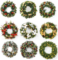 24Inch Christmas Wreath Decorative Christmas with Light Door Winter Pine Cone - Ghemy.co.uk