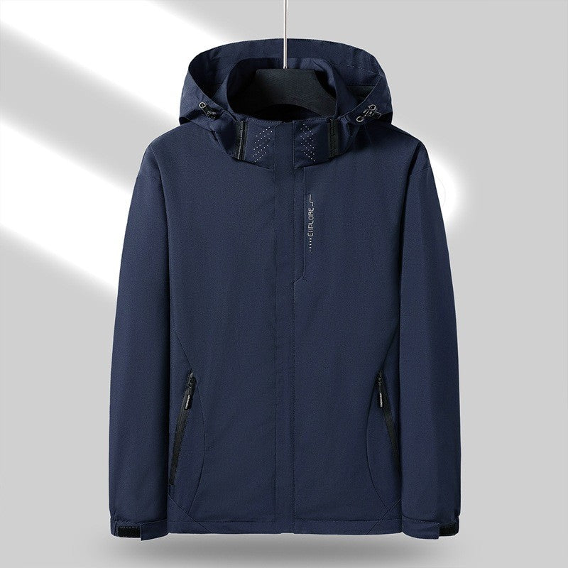Men's Waterproof Soft Shell Jacket – Hooded Windbreaker for Outdoor Wear
