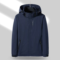 Men's Waterproof Soft Shell Jacket – Hooded Windbreaker for Outdoor Wear