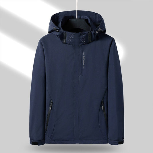 Men's Waterproof Soft Shell Jacket – Hooded Windbreaker for Outdoor Wear