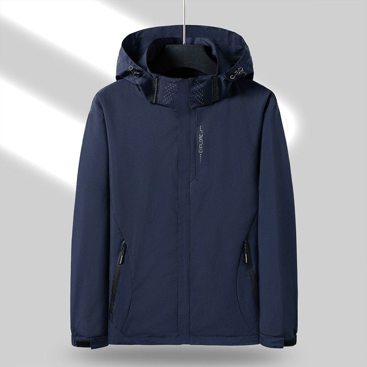 Men's Waterproof Soft Shell Jacket – Hooded Windbreaker for Outdoor Wear