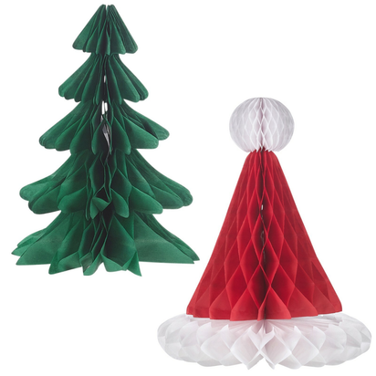 2 Decorative Christmas Honeycomb Christmas Tree Tissue Hanging Santa Party D?Cor - Ghemy.co.uk