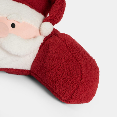 Santa Cuddle Cushion for Kids – Soft Teddy Fleece Christmas Reading Pillow