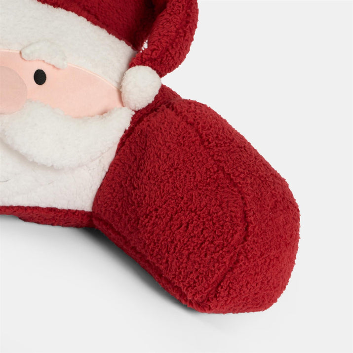 Santa Cuddle Cushion for Kids – Soft Teddy Fleece Christmas Reading Pillow