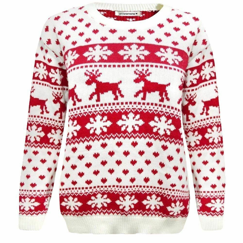 Girls Boys Xmas Jumper Reindeer Rudolph Knitted Christmas Jumper Kids Sweater - Ghemy.co.uk