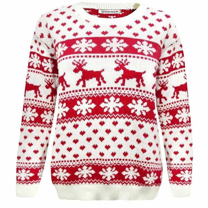 Girls Boys Xmas Jumper Reindeer Rudolph Knitted Christmas Jumper Kids Sweater - Ghemy.co.uk