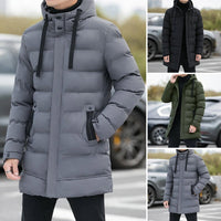 Men's Long Hooded Puffer Jacket – Quilted & Winter Warm