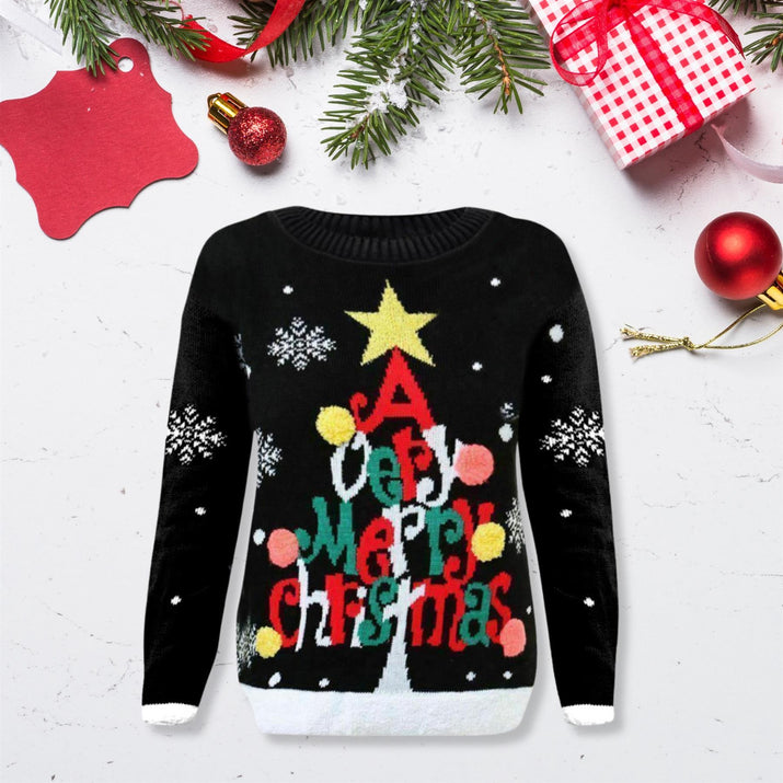 Girls Boys Xmas Jumper Reindeer Rudolph Knitted Christmas Jumper Kids Sweater - Ghemy.co.uk