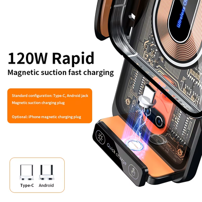Max 66W Car Mount Phone Holder Intelligent Infrared Air Vent Clip 15W Car Wireless Charger Magnetic for Iphone Samsung Xiaomi - Ghemy.co.uk