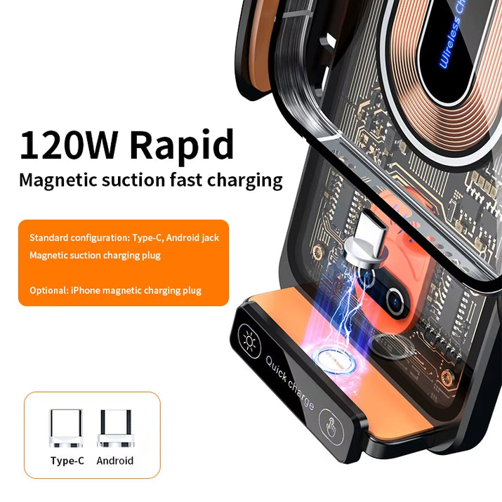 Max 66W Car Mount Phone Holder Intelligent Infrared Air Vent Clip 15W Car Wireless Charger Magnetic for Iphone Samsung Xiaomi - Ghemy.co.uk