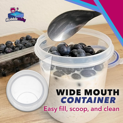 Overnight Oats Container with Lids (4-Piece Set) - 16 Oz Plastic Containers - Oatmeal Container to Go | Portable Cereal and Milk Container| Snap Lock Storage Jars with Airtight Lids - Ghemy.co.uk