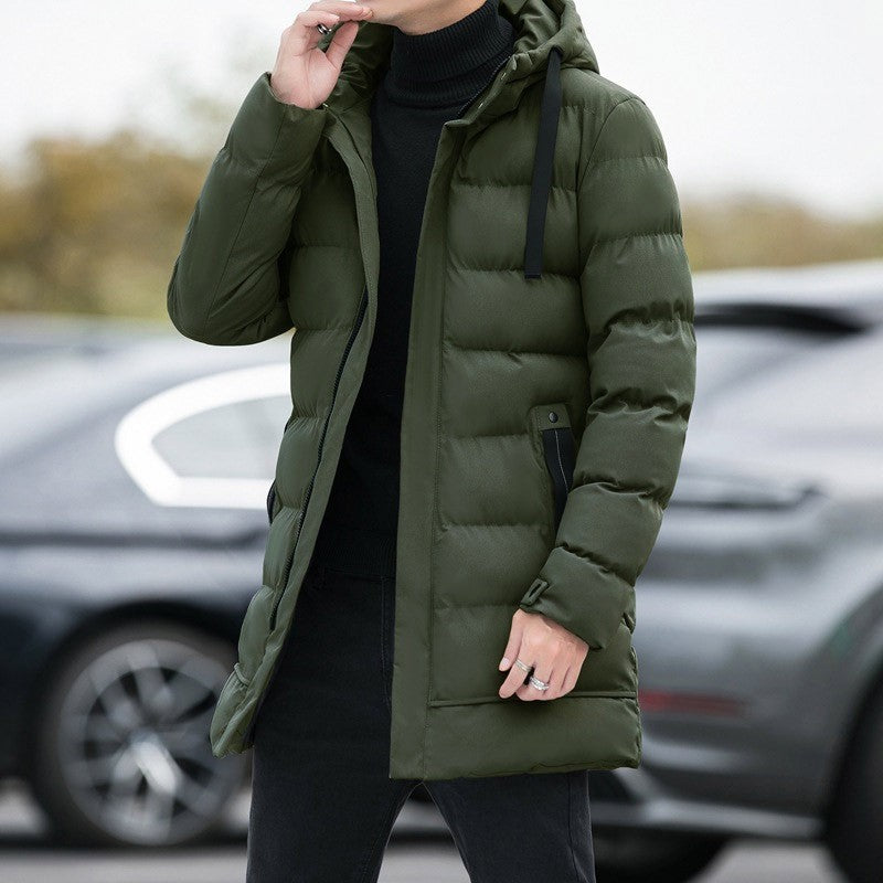Men's Long Hooded Puffer Jacket – Quilted & Winter Warm