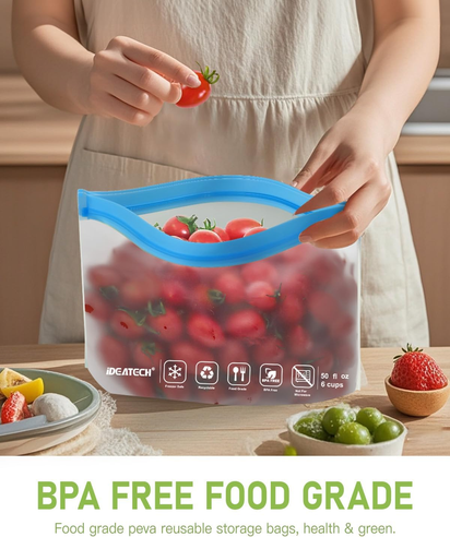 Reusable Storage Bags, BPA Free PEVA Resuable Freezer Bags, Reusable Gallon Bags, Reusable Sandwish Bags, Silicone Food Bags (20Pack-8Gallon Bags +6Sandwich Bags +6Snack Bags) - Ghemy.co.uk