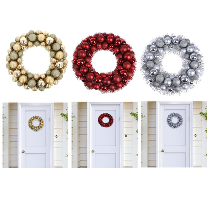 Christmas Wreath Tinsel Bauble Decorative Hanging Door Wall Winter Xmas D�Cor - Ghemy.co.uk