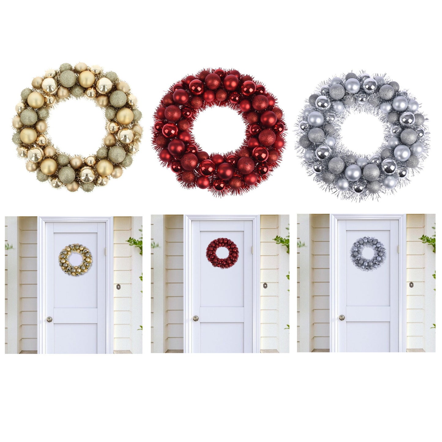 Christmas Wreath Tinsel Bauble Decorative Hanging Door Wall Winter Xmas D�Cor - Ghemy.co.uk