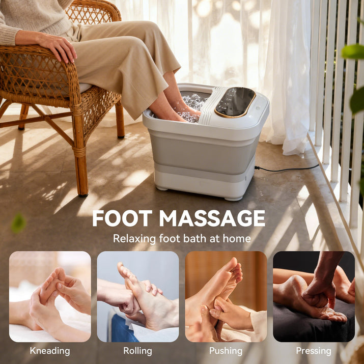 Foot Spa Bath Massager Folding Electric Pedicure Foot Spa Basin Heat Bubbles - Ghemy.co.uk
