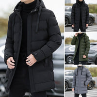 Men's Long Hooded Puffer Jacket – Quilted & Winter Warm