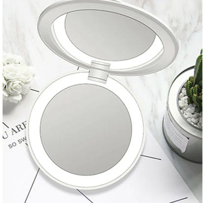 Portable Folding LED Makeup Mirror with Power Bank - Ghemy.co.uk