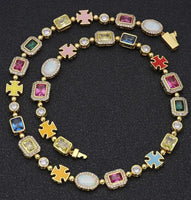 Gold-Plated Hip-Hop Gemstone Necklace - Ghemy.co.uk