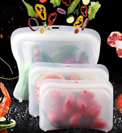 Eco-Friendly Silicone Food Storage Bags - Large Capacity