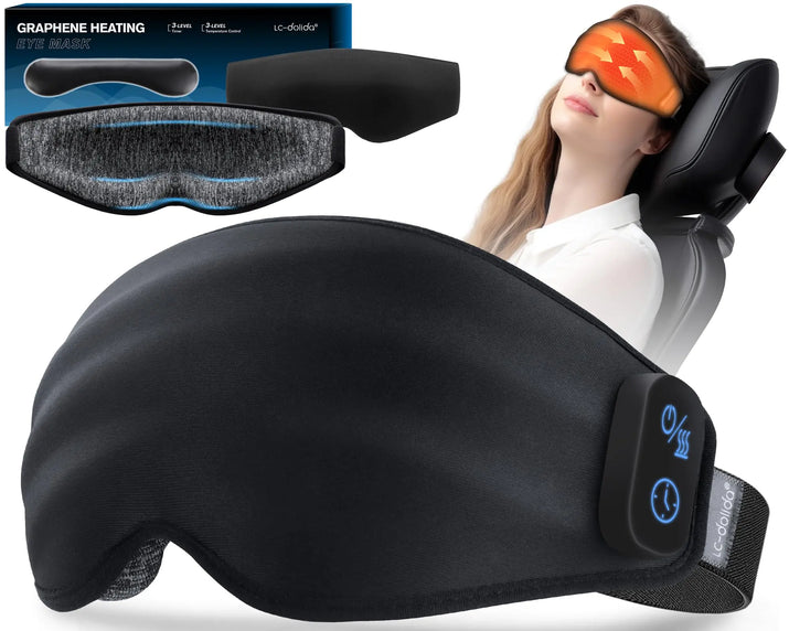 Heated Eye Mask Cordless for Dry Eyes 3D Sleep Mask No Pressure Warm Eye Compress with Temperature Timer Control Cooling Gel Strip for Sleeping Stye Eye Relax Meditation Travel Women Men - Ghemy.co.uk