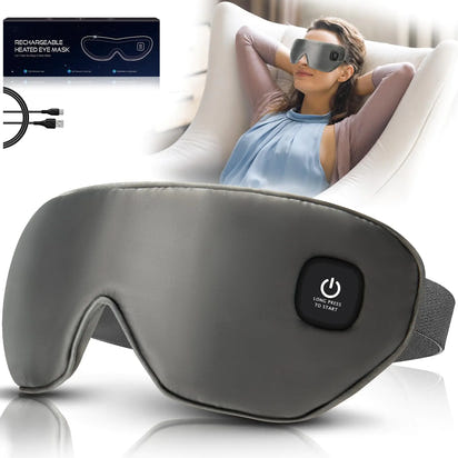Silk Cordless Heated Eye Mask Washable Dry Eye Mask Warm Eye Compress Mask with Flaxseed USB Electric Eye Heating Pad for Stye Sinus Blepharitis MGD Eye Fatigue Gifts for Men Women (Grey) (YZG23440) - Ghemy.co.uk