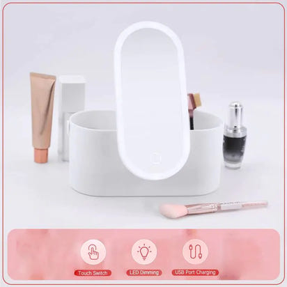 Portable Makeup Organizer with LED Light & Mirror - Ghemy.co.uk