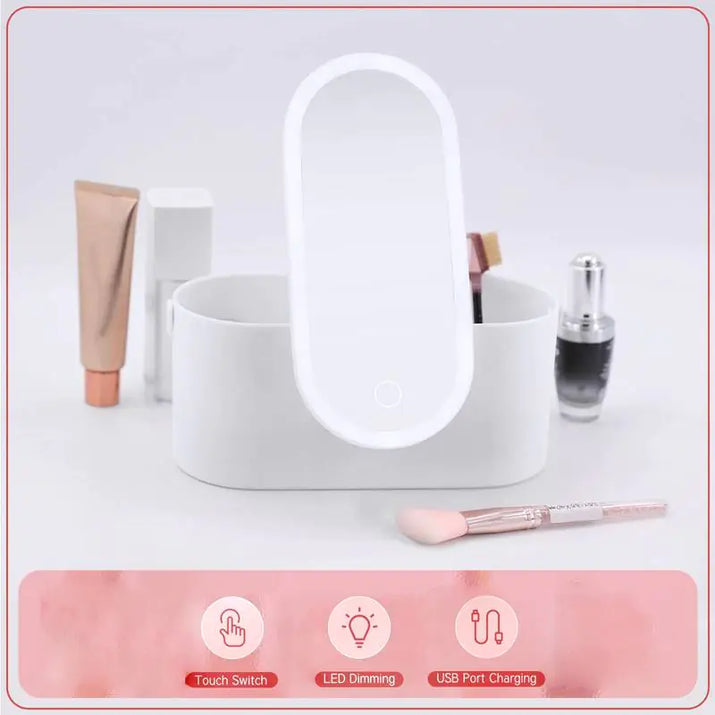 Portable Makeup Organizer with LED Light & Mirror - Ghemy.co.uk